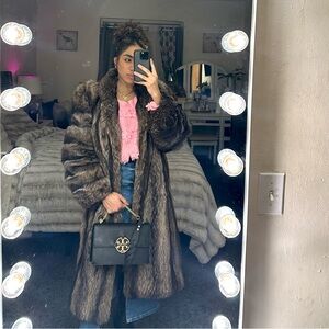 100% Real Racoon long fur coat in great condition size M-L